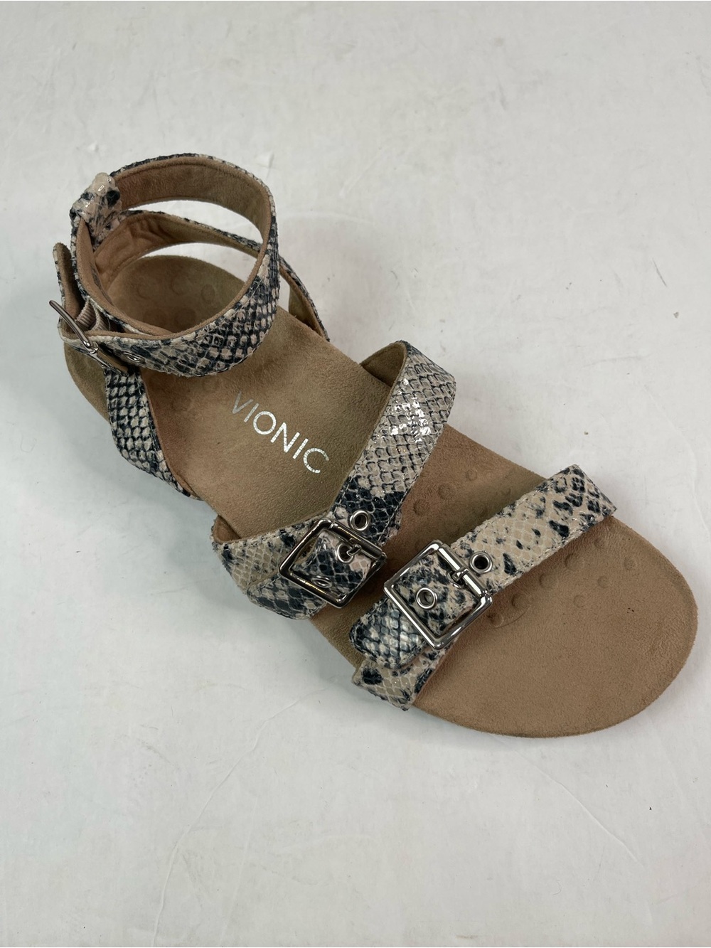 VIONIC Sahara Snake Skin Print Ankle‎ Strap Gladiator Sandals Size 8 EU 39